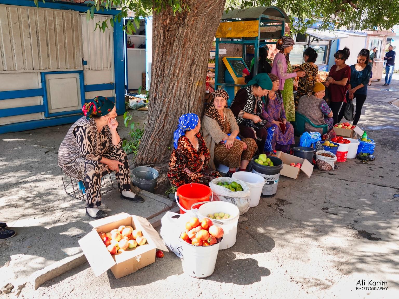 Ladies selling local fresh produce at the market More Khorog, Tajikistan Ladies selling local fresh produce at the market