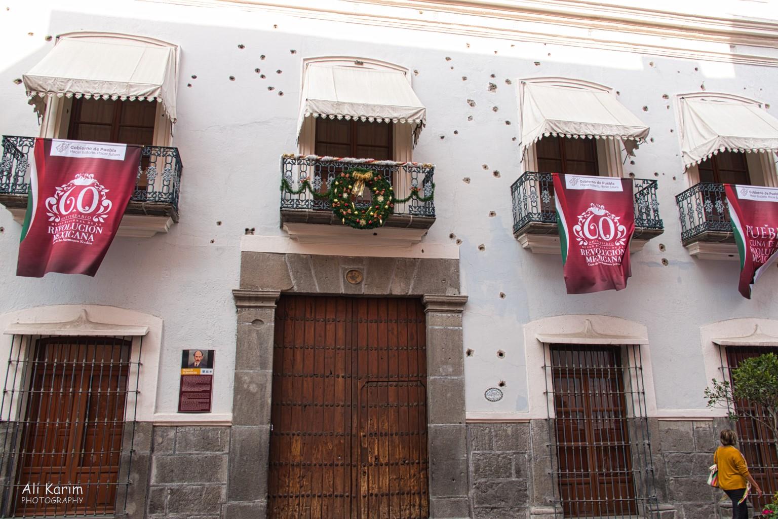 The Museo del la Revolution that preserves the bullet holes from the Mexican Revolution against the Spaniards Puebla, Mexico Dec 2020, The Museo del la Revolution that preserves the bullet holes from the Mexican Revolution against the Spaniards