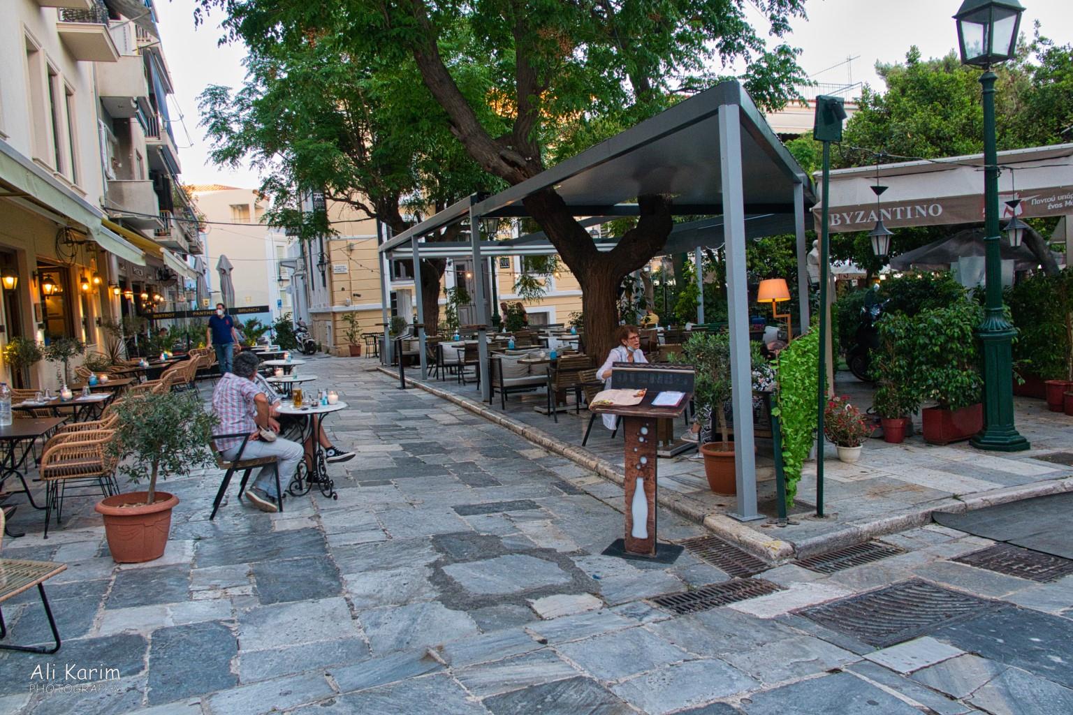 More quant squares, waiting for tourists. More Athens, Greece, May 2021, More quant squares, waiting for tourists.