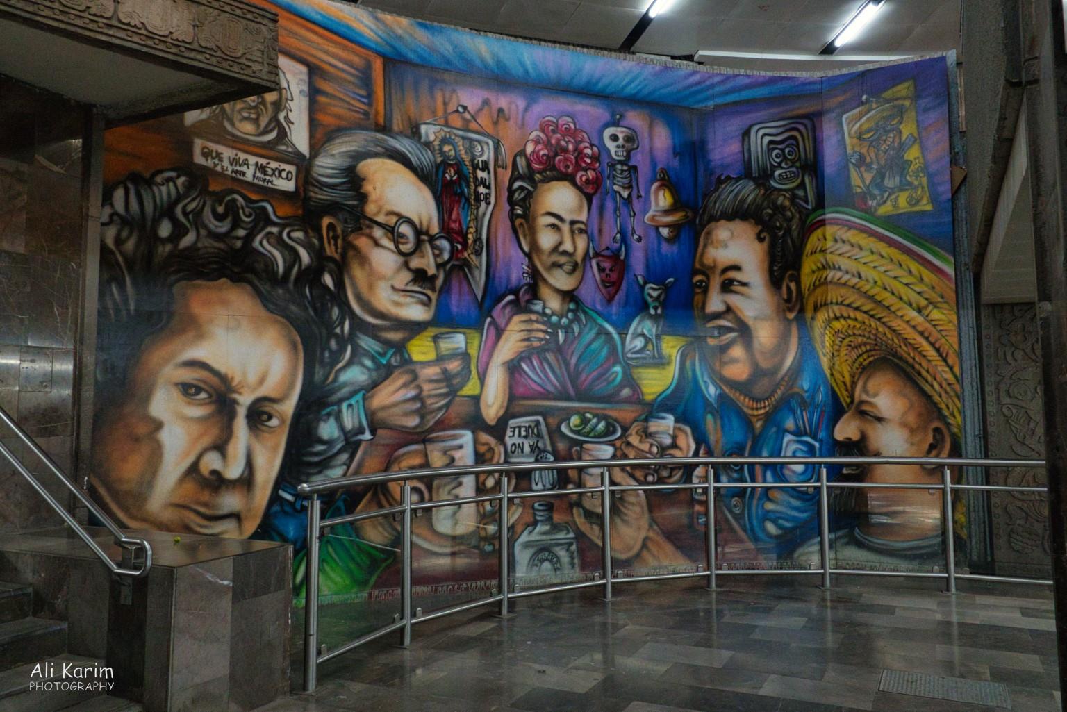 Mexico City, Mexico, Dec 2019, Interesting artwork at the subway station near our hotel