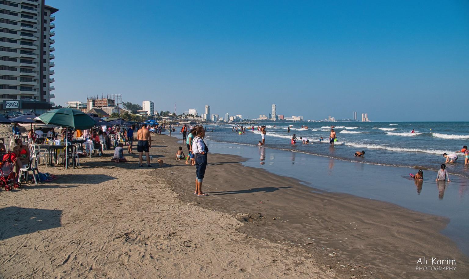 The beach area of the city, with the city’s newer skyscrapers in the back Veracruz, Mexico, December 2020, The beach area of the city, with the city’s newer skyscrapers in the back