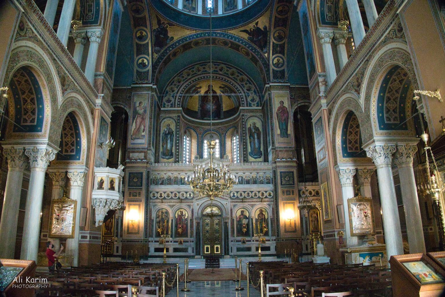 Equally beautiful and ornate inside the cathedral Athens, Greece, June, 2021, Equally beautiful and ornate inside the cathedral