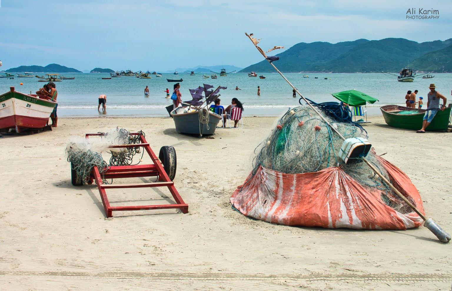 Pantano do Sul local beach with lots of fishing boats Florianópolis, Brazil Pantano do Sul local beach with lots of fishing boats