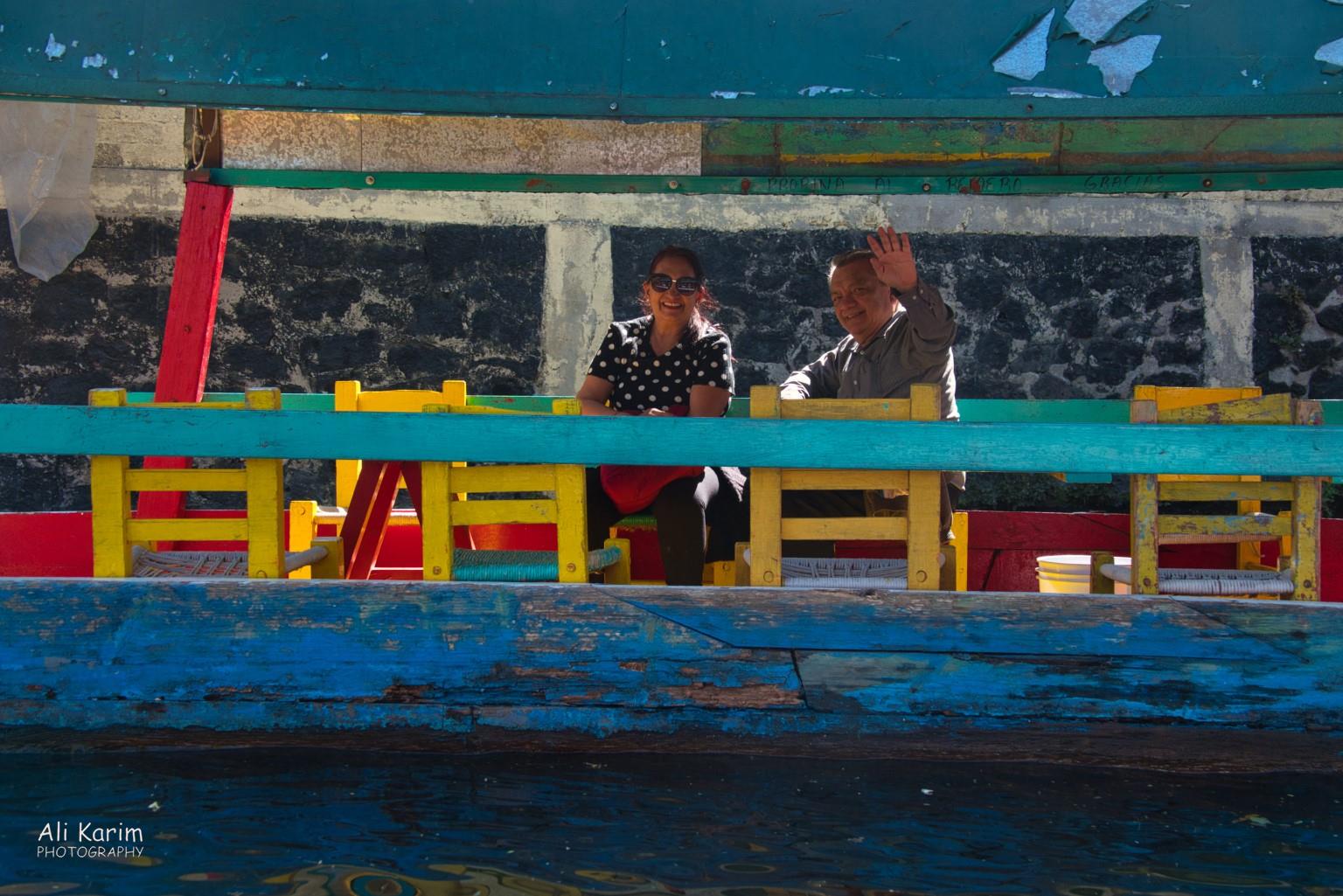 Mexico City, Mexico, Dec 2019, Friendly locals on neighboring boats