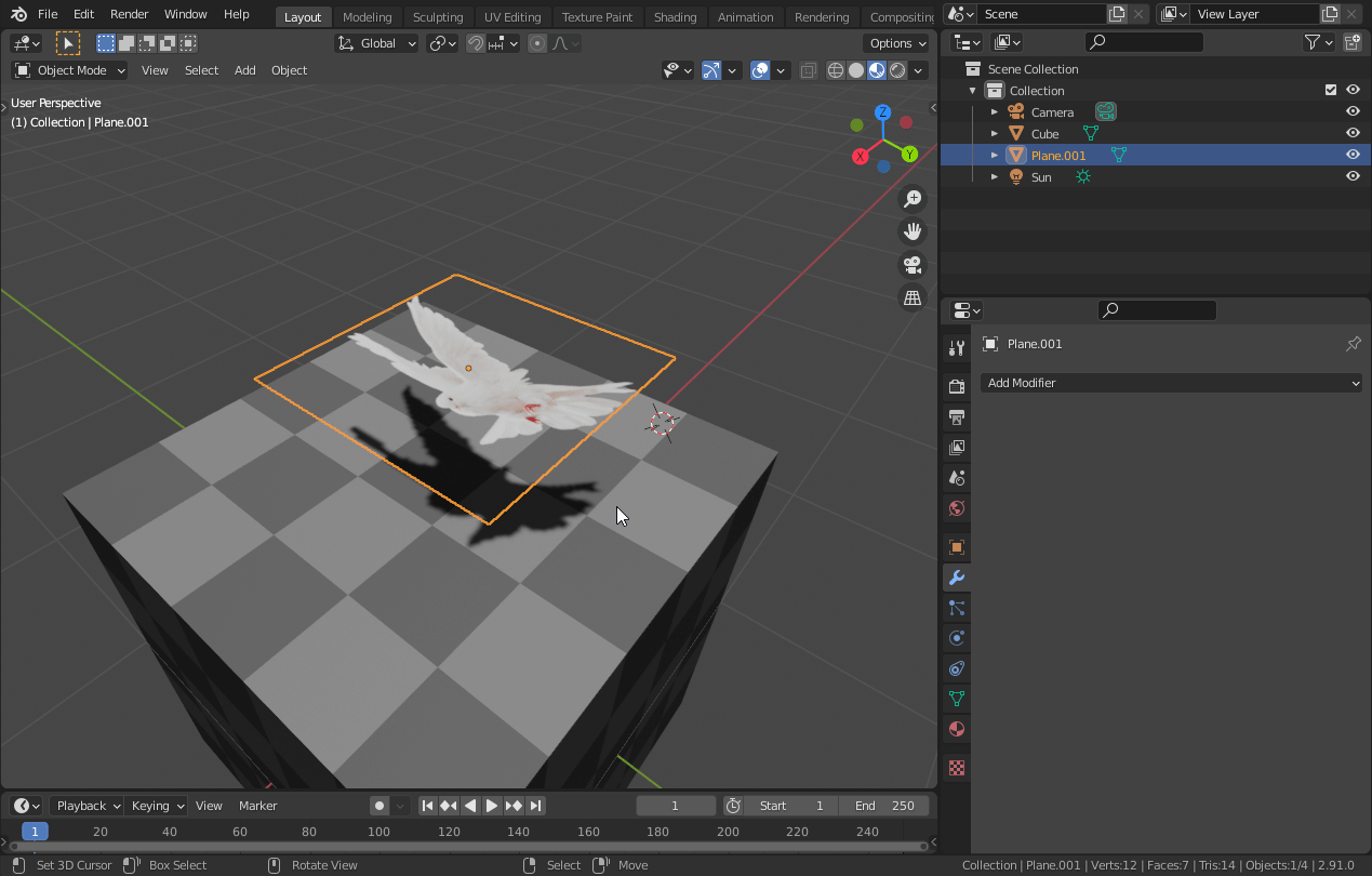 Shrinkwrap modifier example