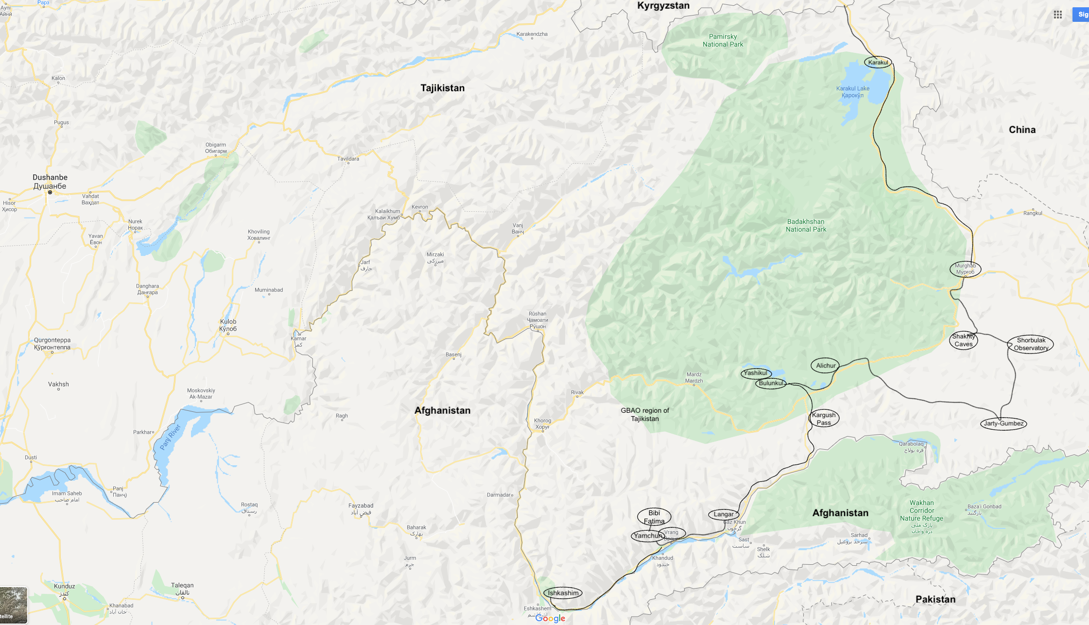 Tajikistan map till Ishkashim Langar, Bulunkul Tajikistan, Tajikistan map till Ishkashim