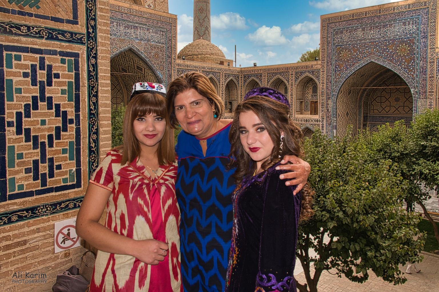 Friendly local tourists who had come to the Registan to take pre-wedding photos for the lady on the left More Samarkand, Friendly local tourists who had come to the Registan to take pre-wedding photos for the lady on the left