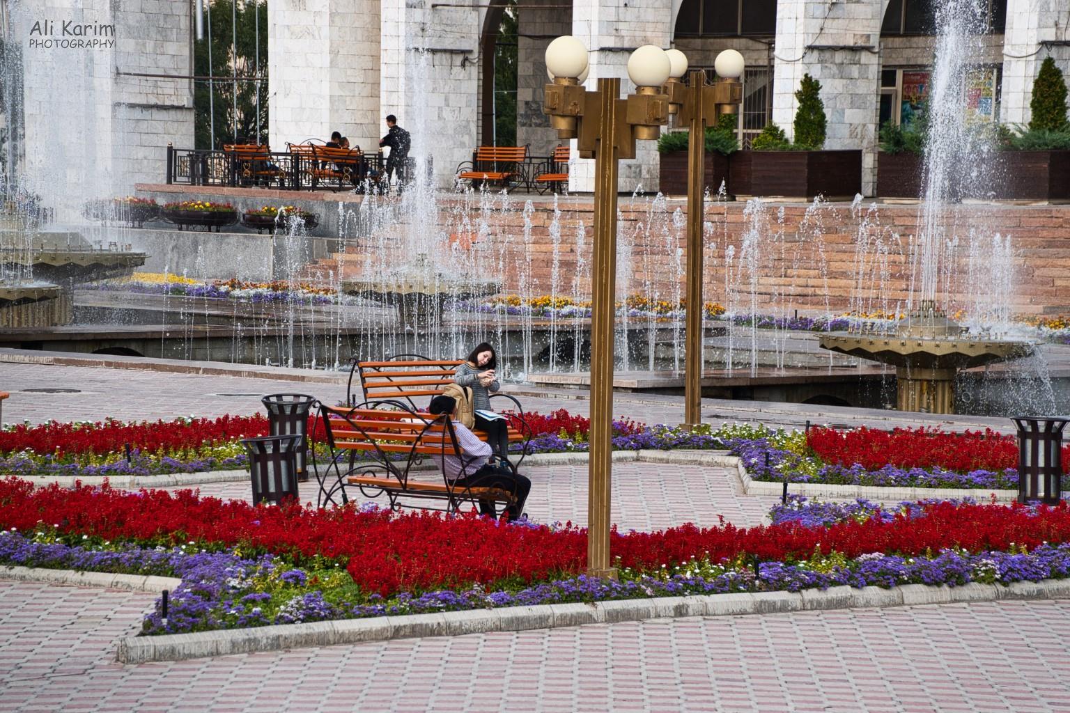 Beautiful gardens, flowers and fountains in the Ala Too square Silk Road 14 Bishkek Beautiful gardens, flowers and fountains in the Ala Too square