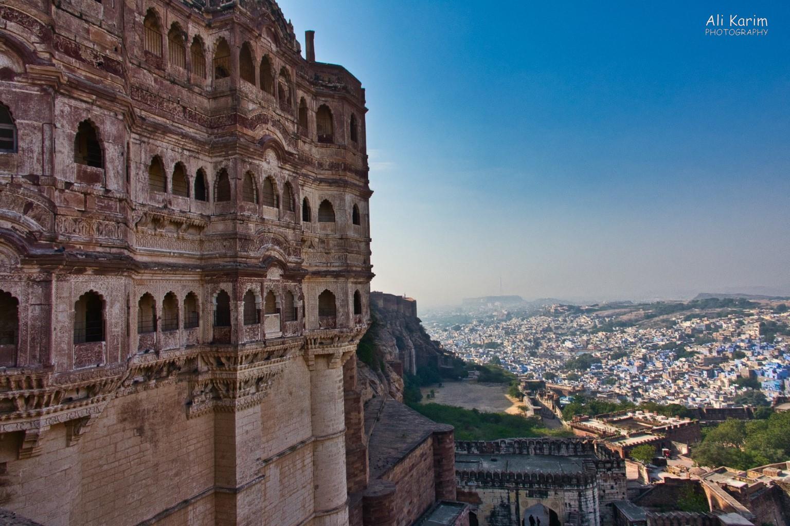 One part of the huge Meharanghar fort/palace; towering over the old blue city of Jodhpur Jodhpur, Rajasthan One part of the huge Meharanghar fort/palace; towering over the old blue city of Jodhpur
