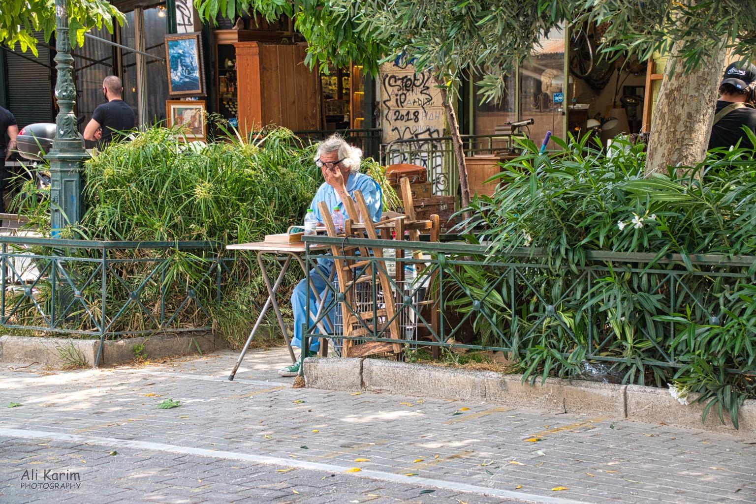 Chilling at a local café Athens, Greece, June, 2021, Chilling at a local café