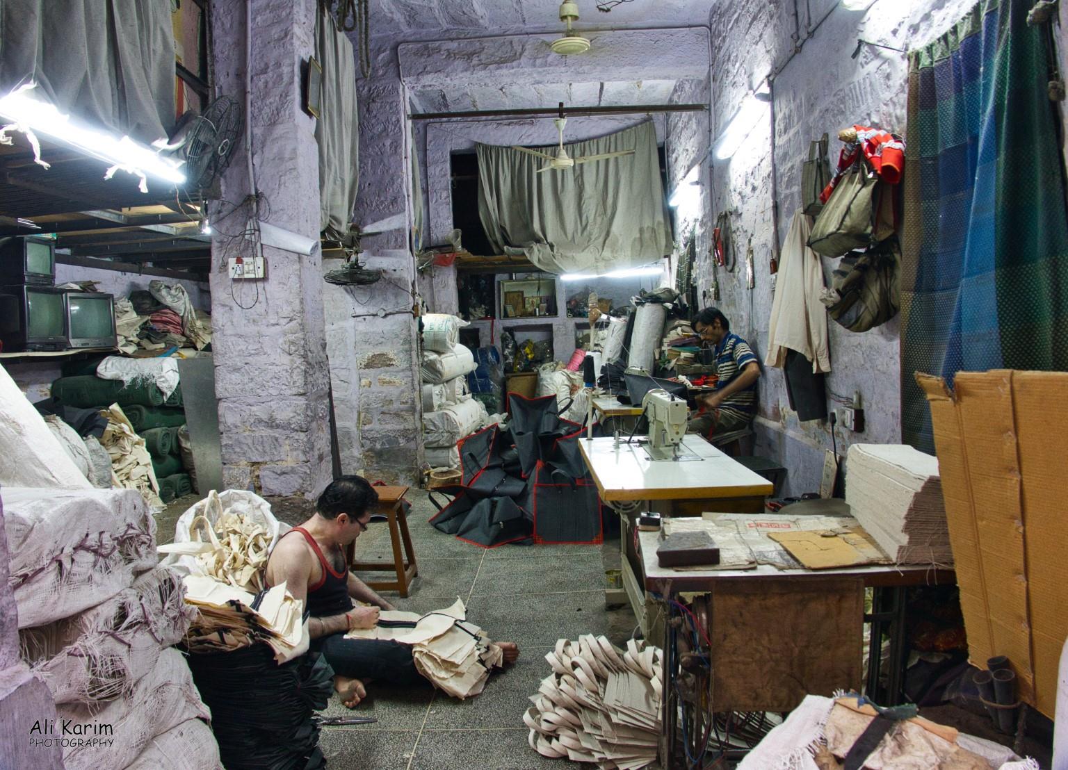 Cloth bag workshop in the old city Jodhpur, Rajasthan Cloth bag workshop in the old city
