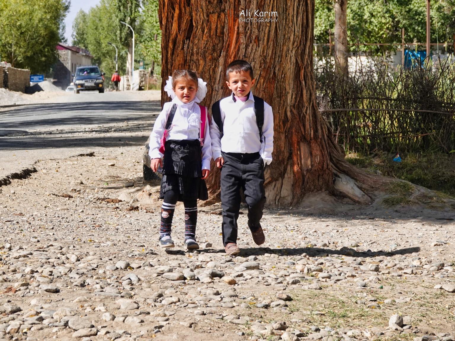 Aziz and friend returning from School at Vrang Langar, Bulunkul Tajikistan, Aziz and friend returning from School at Vrang