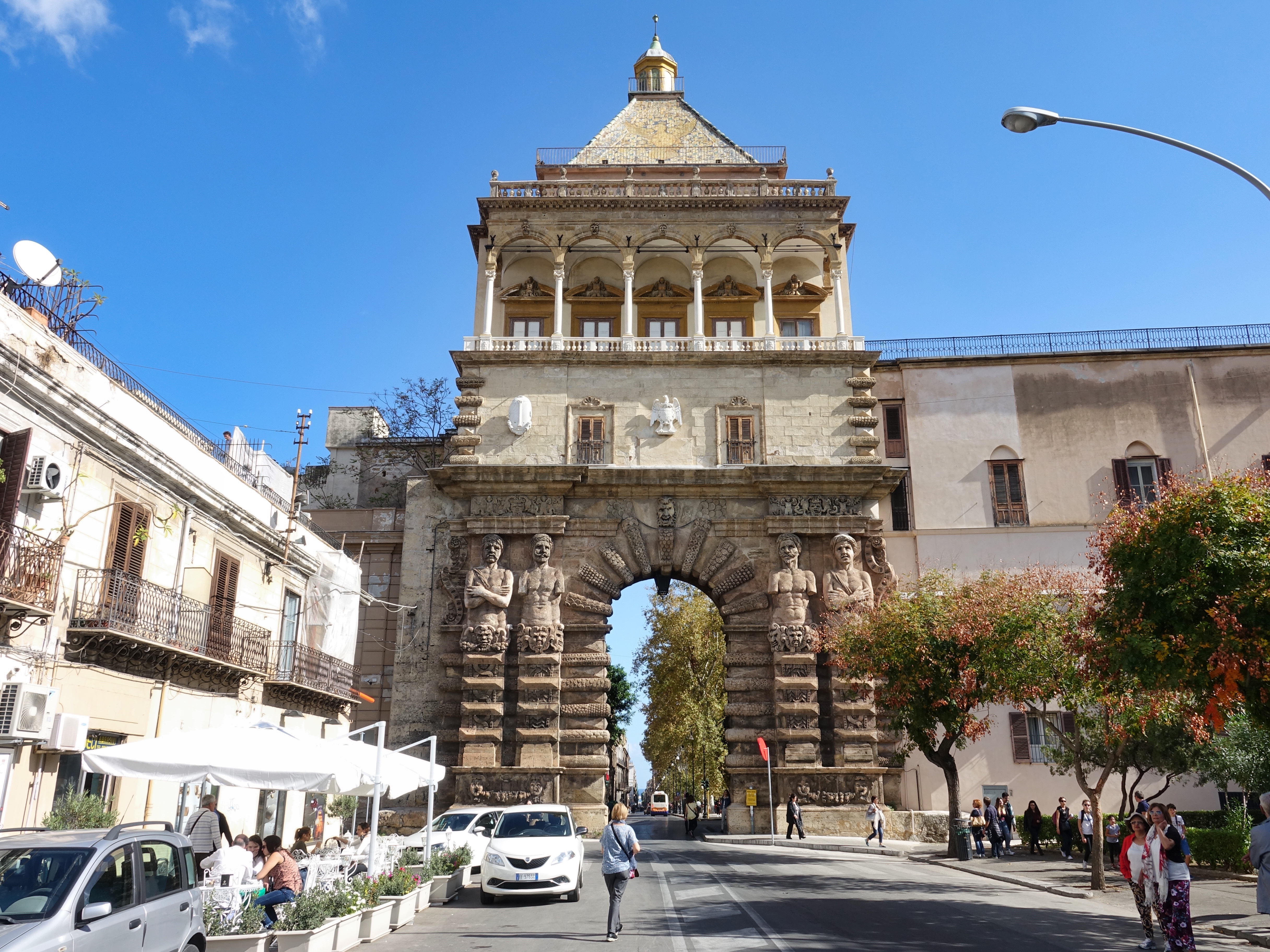 Beautiful gate into old town Palermo; some Ottoman and Arabic influences seen here