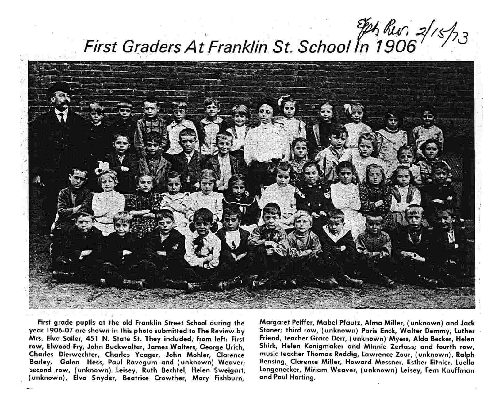 Franklin Street School 1906 1907 Grade 1 Mennonite Life