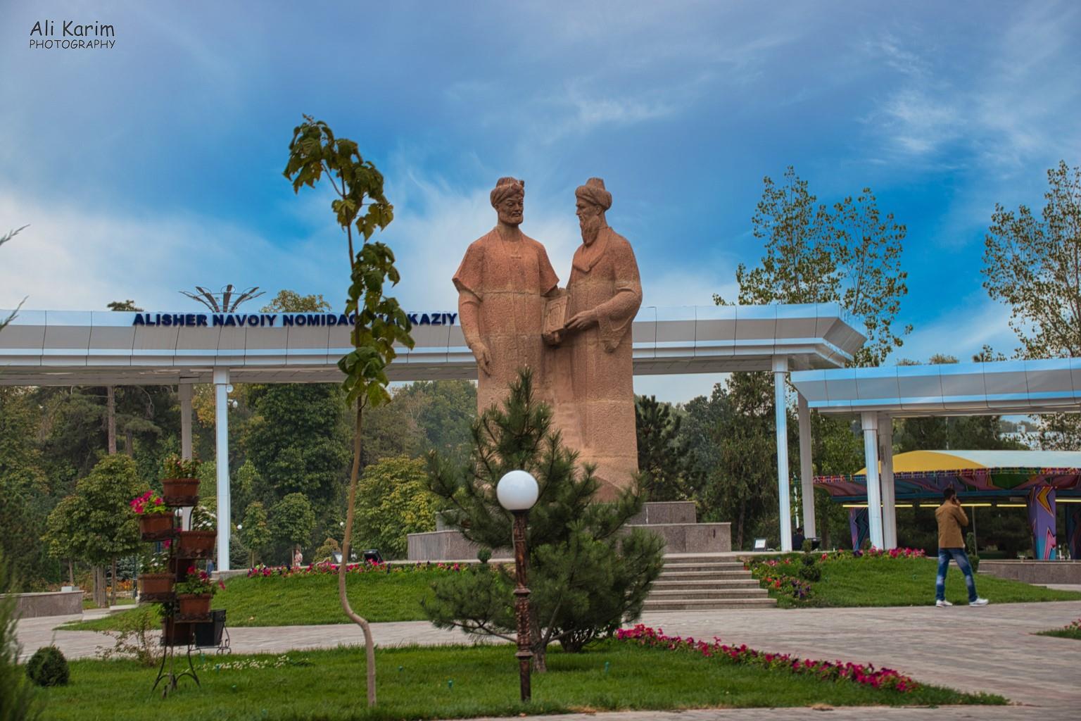 Nice park with statues of learned men More Samarkand, Nice park with statues of learned men