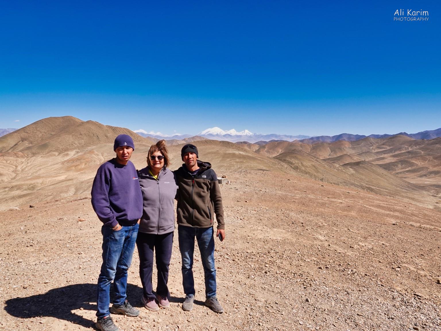 At Shorbulak Soviet Observatory with Sherali and Ahmadali. 14,100ft, so it was cool, but no snow. The white peaks in the background are in Xinjiang, China More Murghab & Alichur, Tajikistan, At Shorbulak Soviet Observatory with Sherali and Ahmadali. 14,100ft, so it was cool, but no snow. The white peaks in the background are in Xinjiang, China