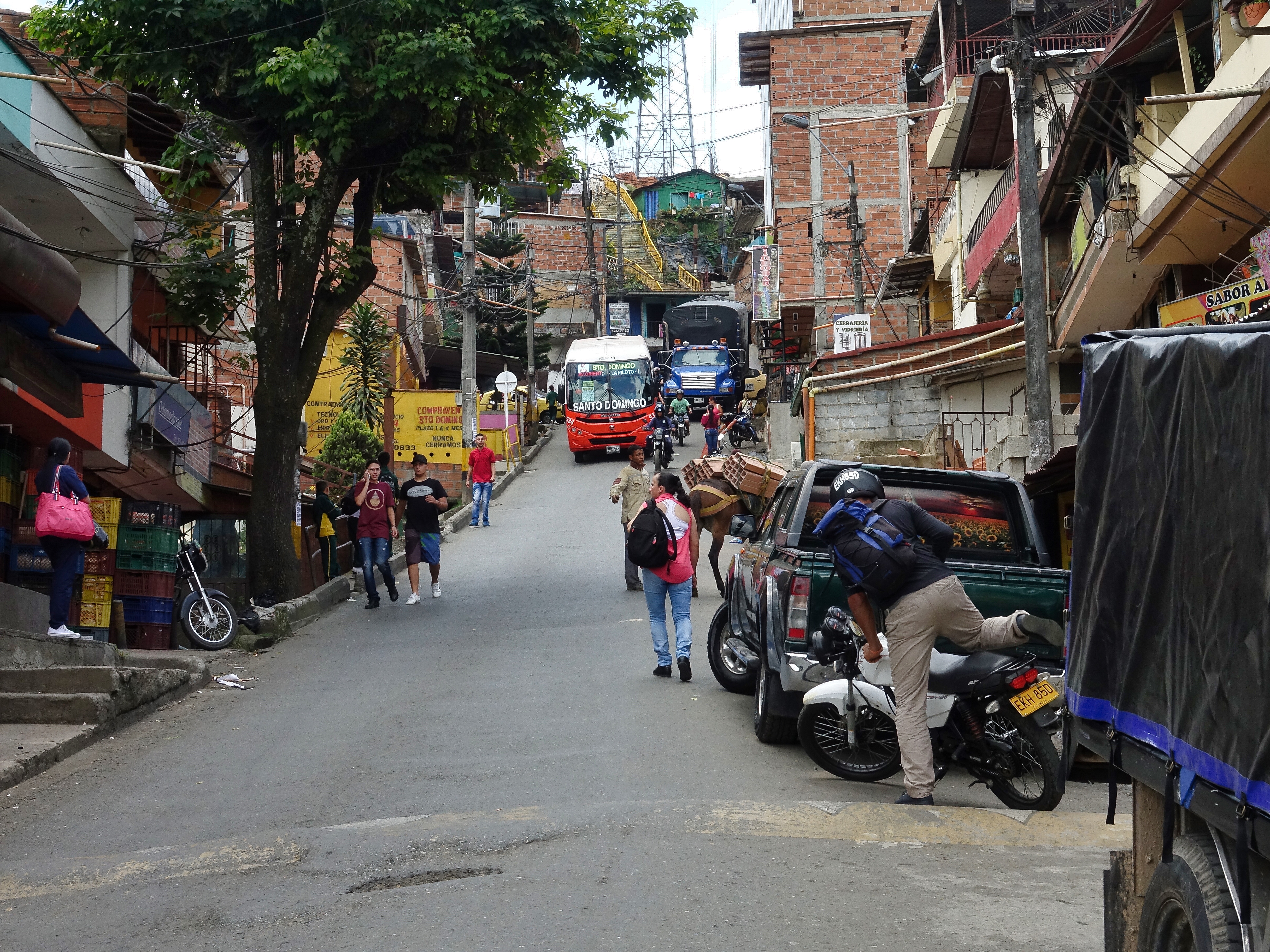 Steep hillside, with public bus service.