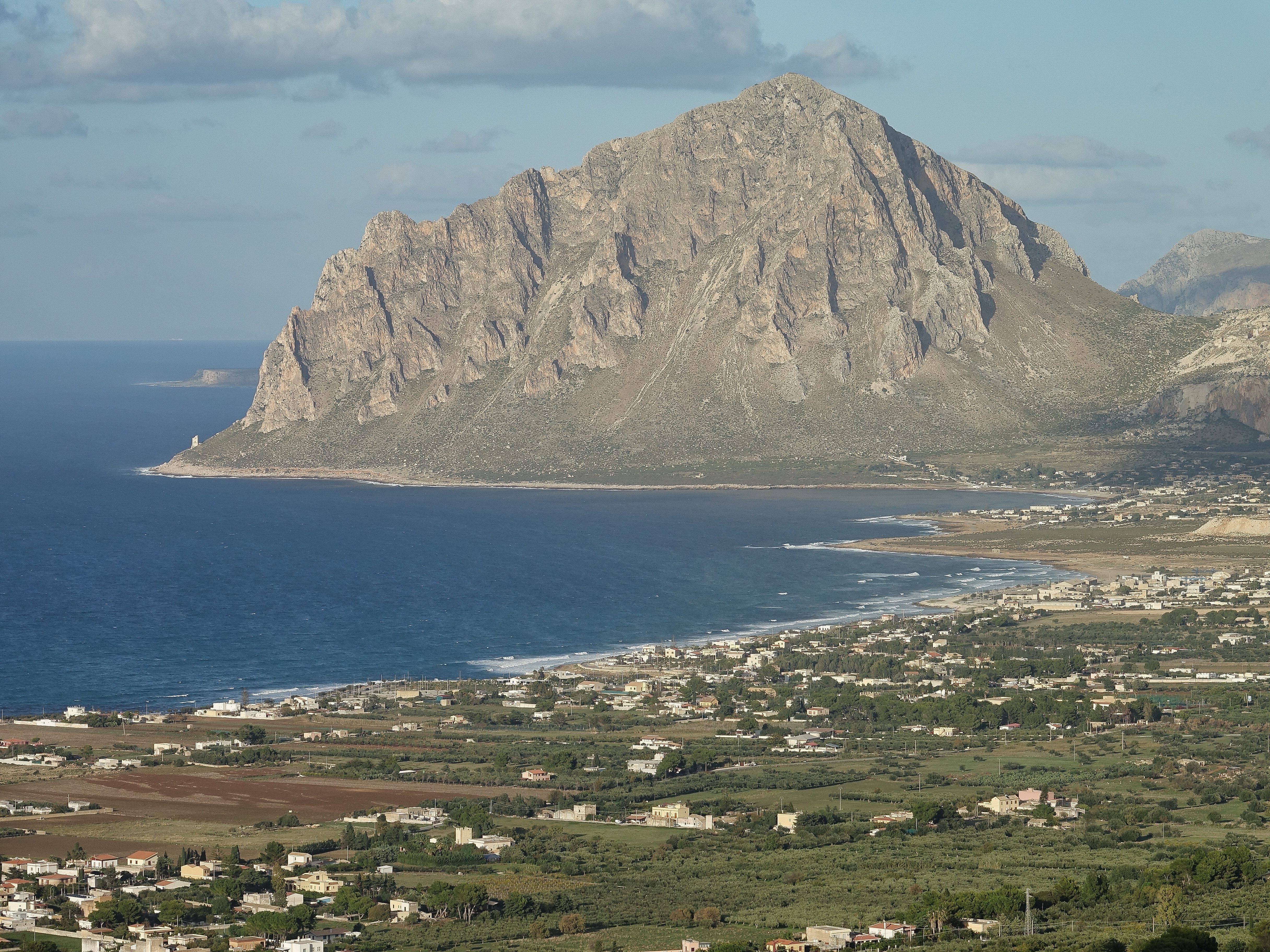 View of the sea shore and surrounding settlements from Erice