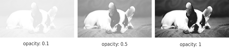 different opacity values