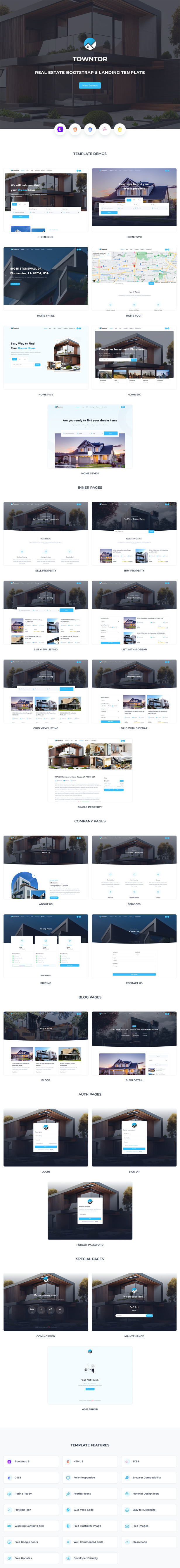 Towntor - Real Estate Bootstrap 5 Landing Template - 1
