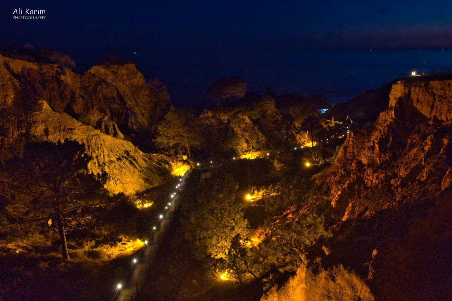Resort is perched high on the cliffs above the beach and ocean with an elevator down Algarve, Portugal Resort is perched high on the cliffs above the beach and ocean with an elevator down