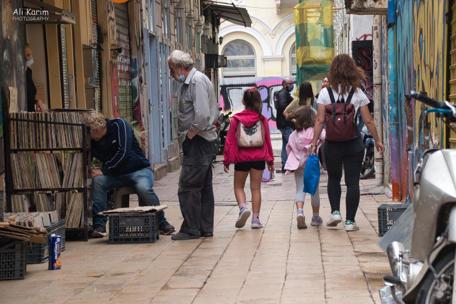 Street life in old neighborhoods Athens, Greece, June, 2021, Street life in old neighborhoods