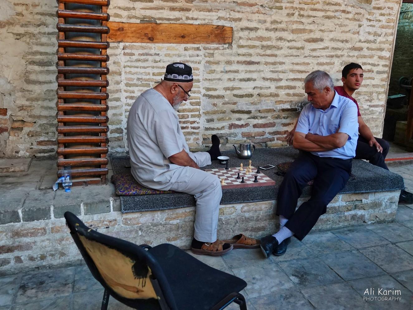 Seniors enjoying a game of chess & tea Bukhara, Oct 2019, Seniors enjoying a game of chess & tea