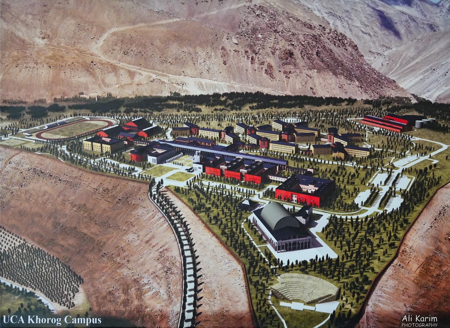 Renderings of plans of the University of Central Asia Khorog Campus. Phase 1 includes only those 3-4 buildings on the far left More Khorog, Tajikistan Renderings of plans of the University of Central Asia Khorog Campus. Phase 1 includes only those 3-4 buildings on the far left
