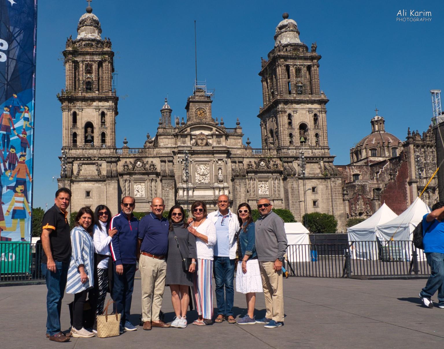 We met up with some Dallas friends at a nearby café; obligatory photo in front of the famous Metropolitan Cathedral (Catedral Metropolitana de la Asunción de la Santísima Virgen María a los cielos) Mexico City, Mexico, Dec 2019, We met up with some Dallas friends at a nearby café; obligatory photo in front of the famous Metropolitan Cathedral (Catedral Metropolitana de la Asunción de la Santísima Virgen María a los cielos)