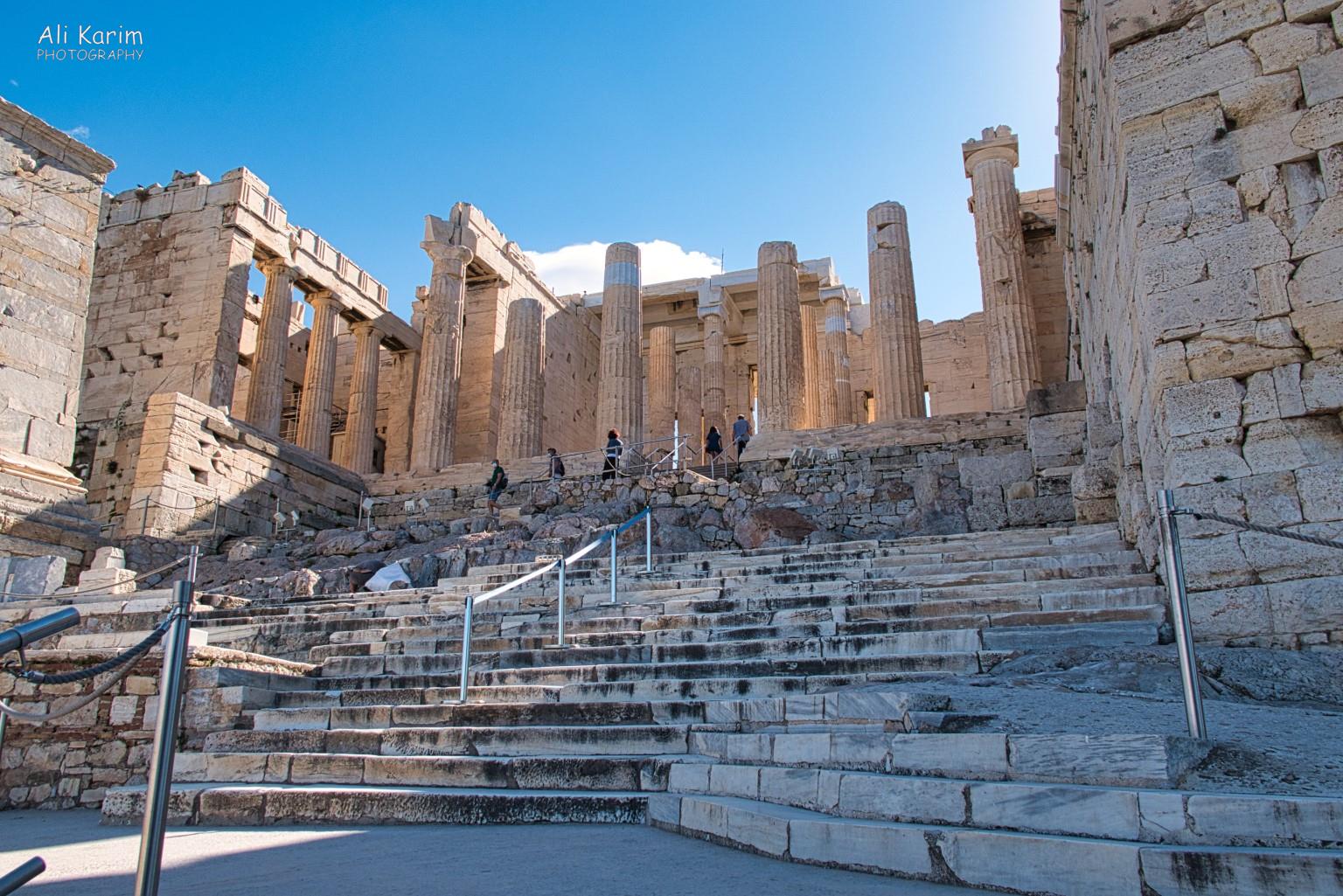 Athens, Greece, June, 2021, One entrance to the Acropolis, magnificent ruins