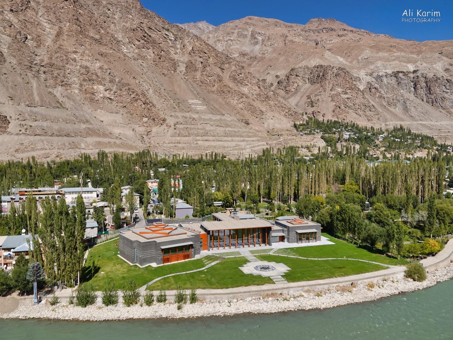 Onto Khorog, Tajikistan, A great viewpoint of Khorog, with the Khorog Ismaili Center and Jamatkhana, along the Gunt river