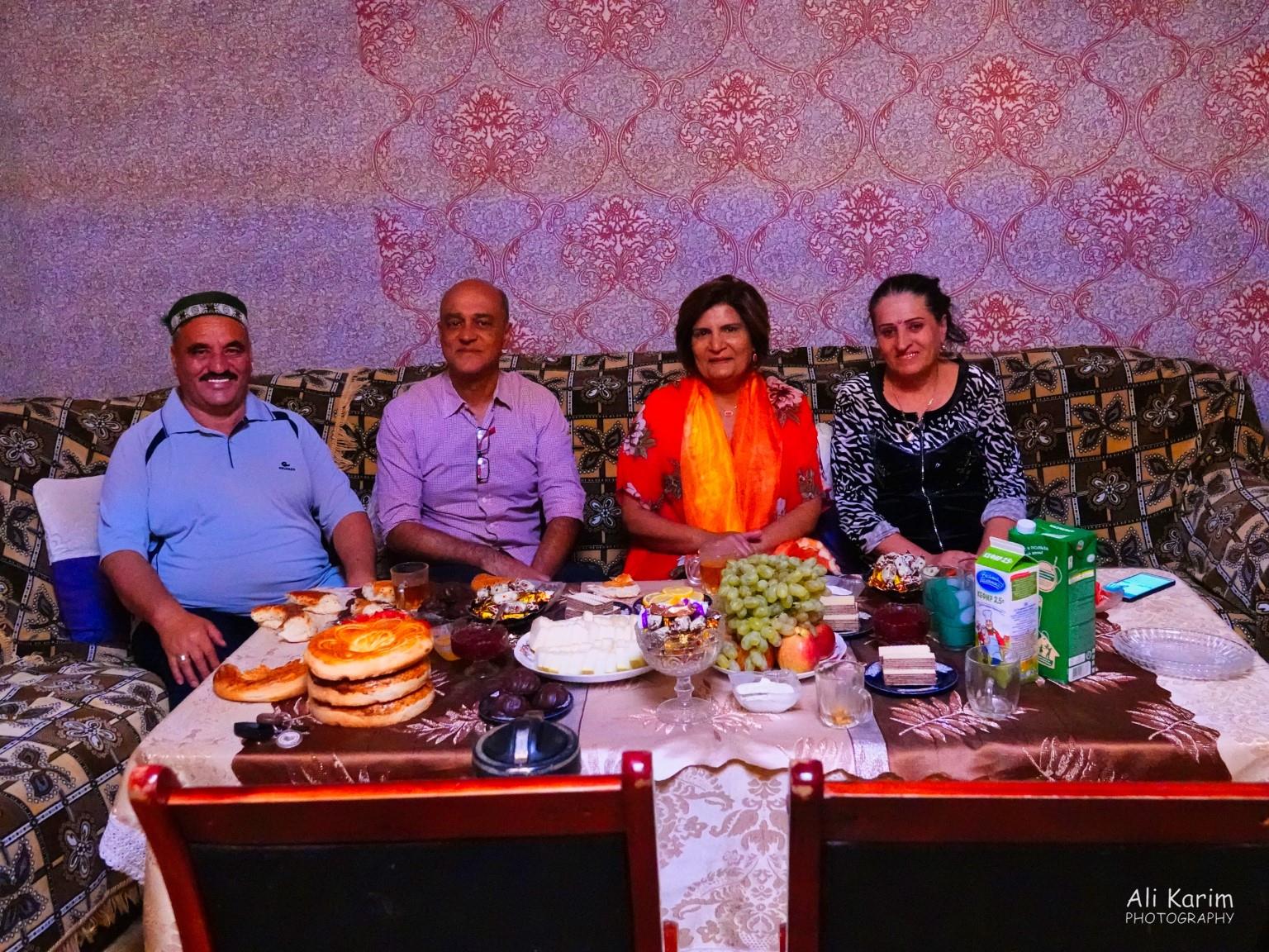 With Alifbek and his wife, at their house for dinner; with starters Silk Road 16: More Osh, Kyrgyzstan With Alifbek and his wife, at their house for dinner; with starters