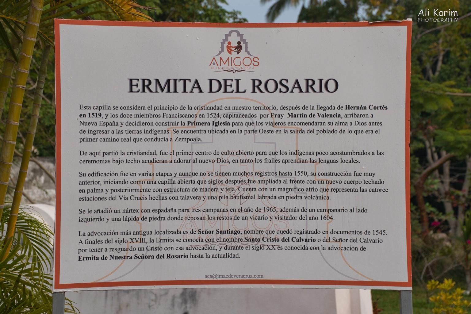 Plaque commemorating Ermita del Rosario in La Antigua Veracruz, Mexico, December 2020, Plaque commemorating Ermita del Rosario in La Antigua