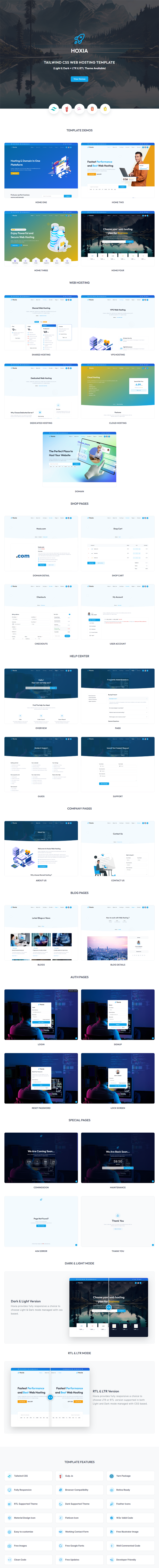 Hoxia - Tailwind CSS Web Hosting & Web Domain Template - 3