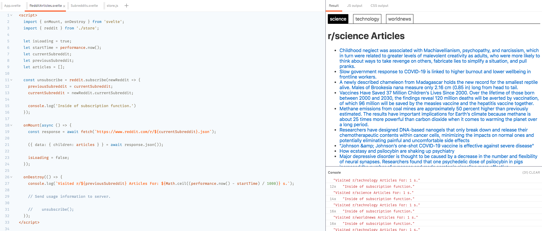 Svelte Store Subscriptions - Without `unsubscribe`