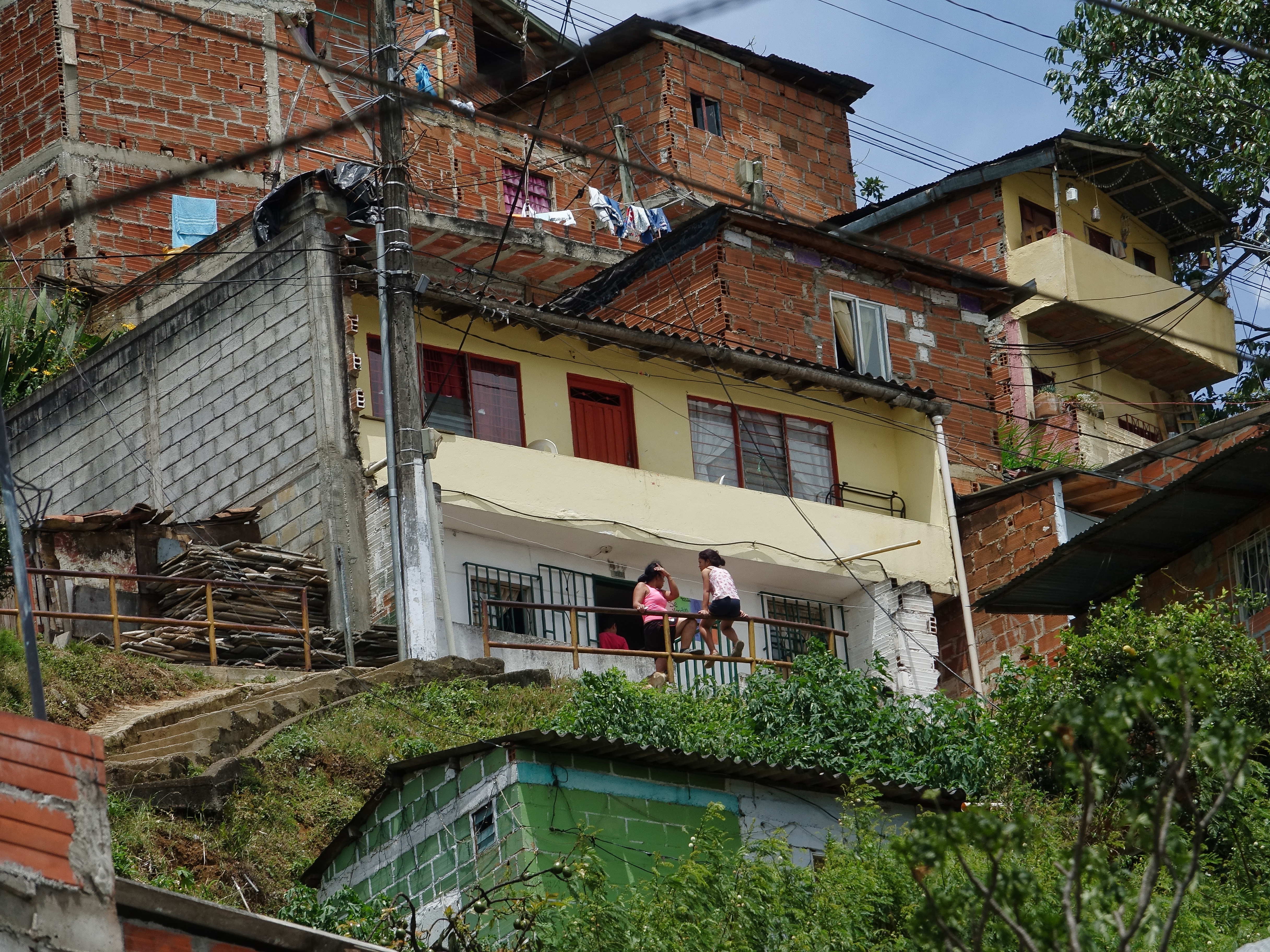 Note the housing construction, steep housing