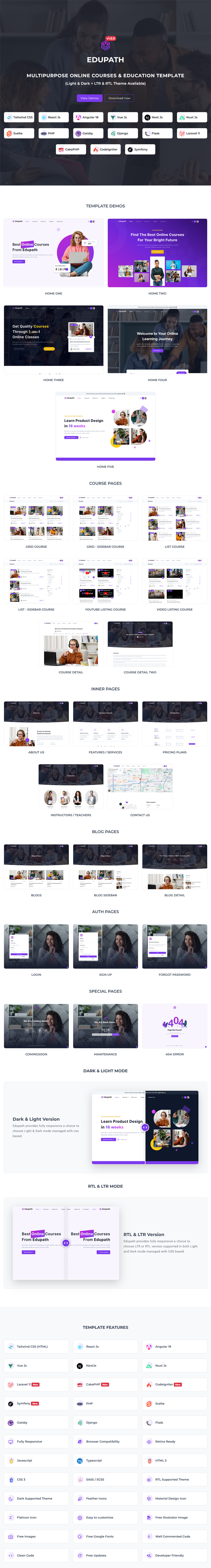 Edupath - Multipurpose Online Courses & Education LMS Template