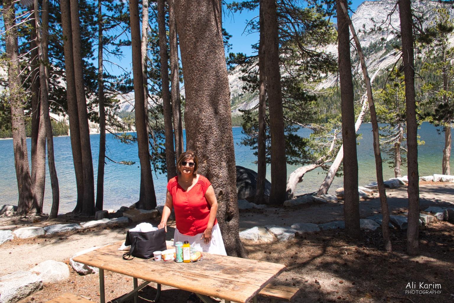 Picnic stop at an alpine lake Yosemite to Death Valley, June 2020, Picnic stop at an alpine lake