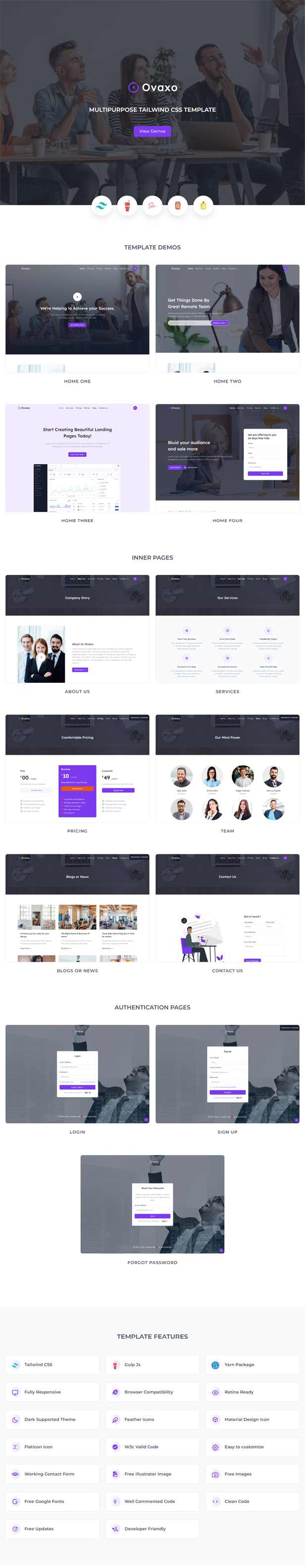 Ovaxo - Tailwind CSS Multipurpose Landing Template - 1