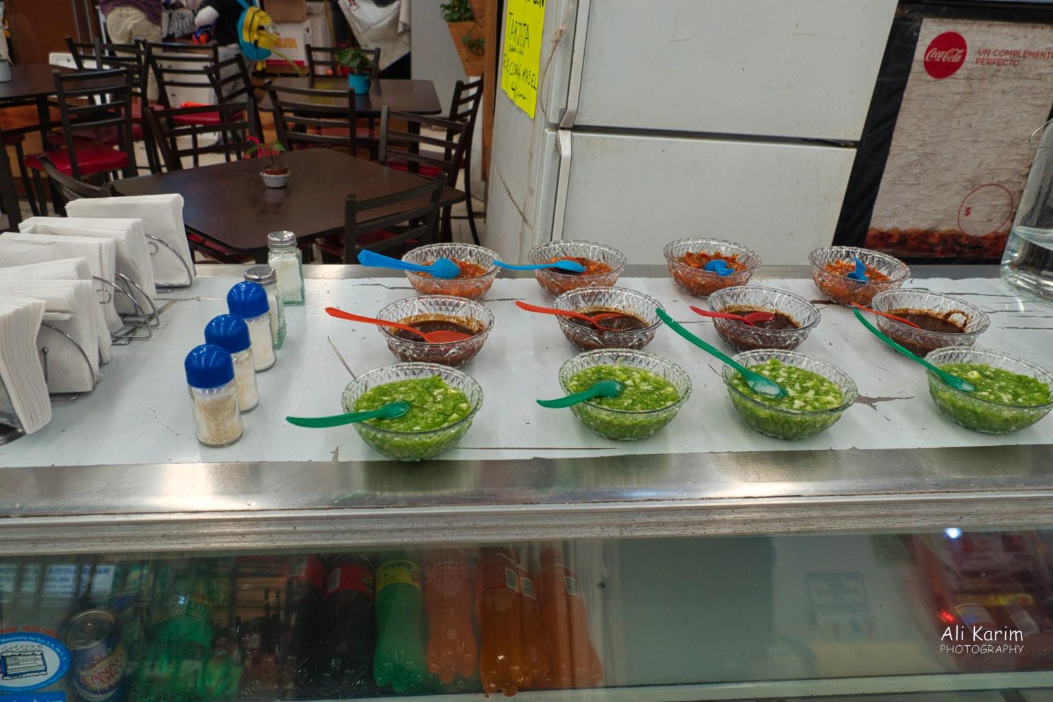 Mexico City, Mexico, Dec 2019, These salsa’s looked inviting & dangerous at the same time