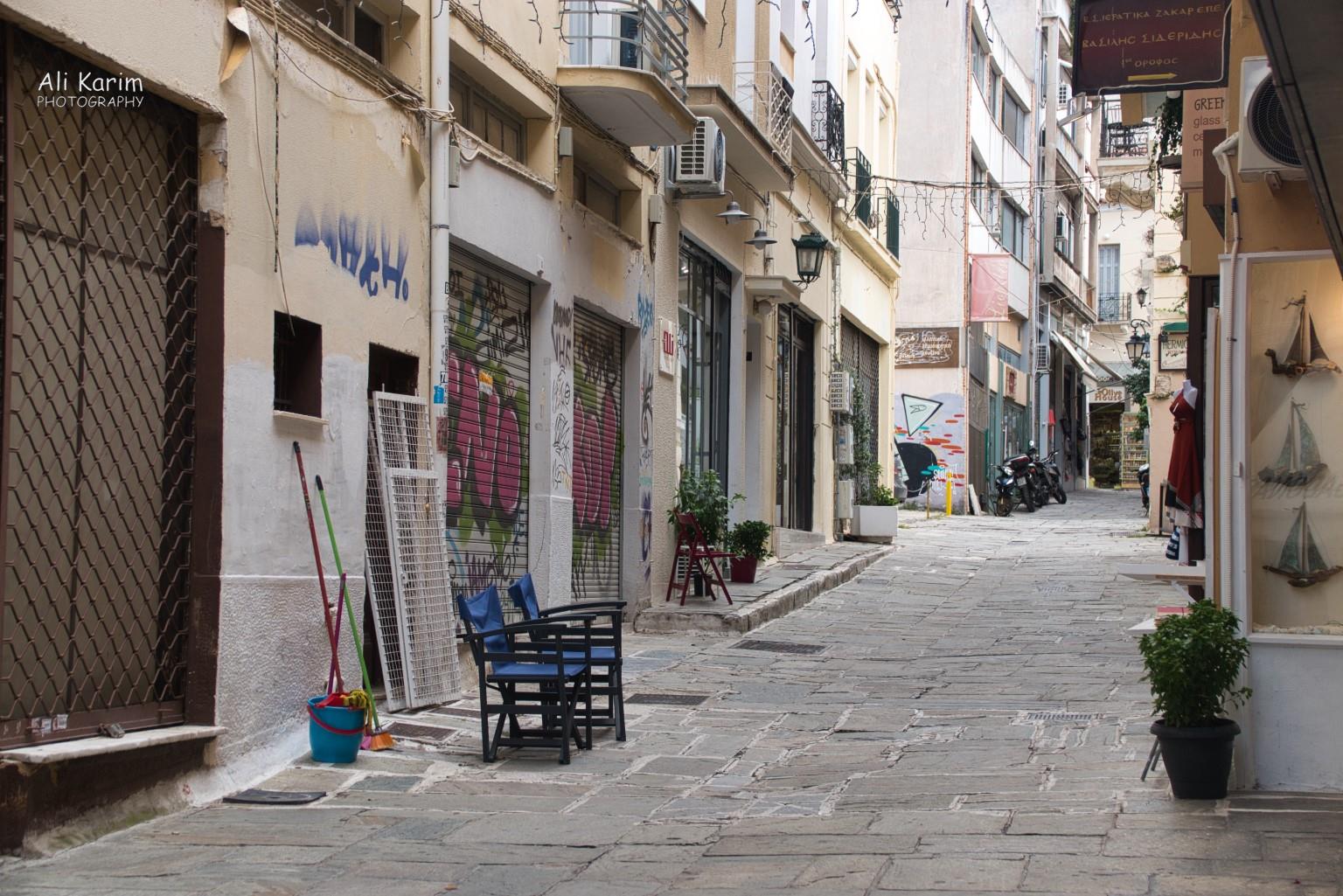 Quiet street in Plaka Athens, Greece, June, 2021, Quiet street in Plaka