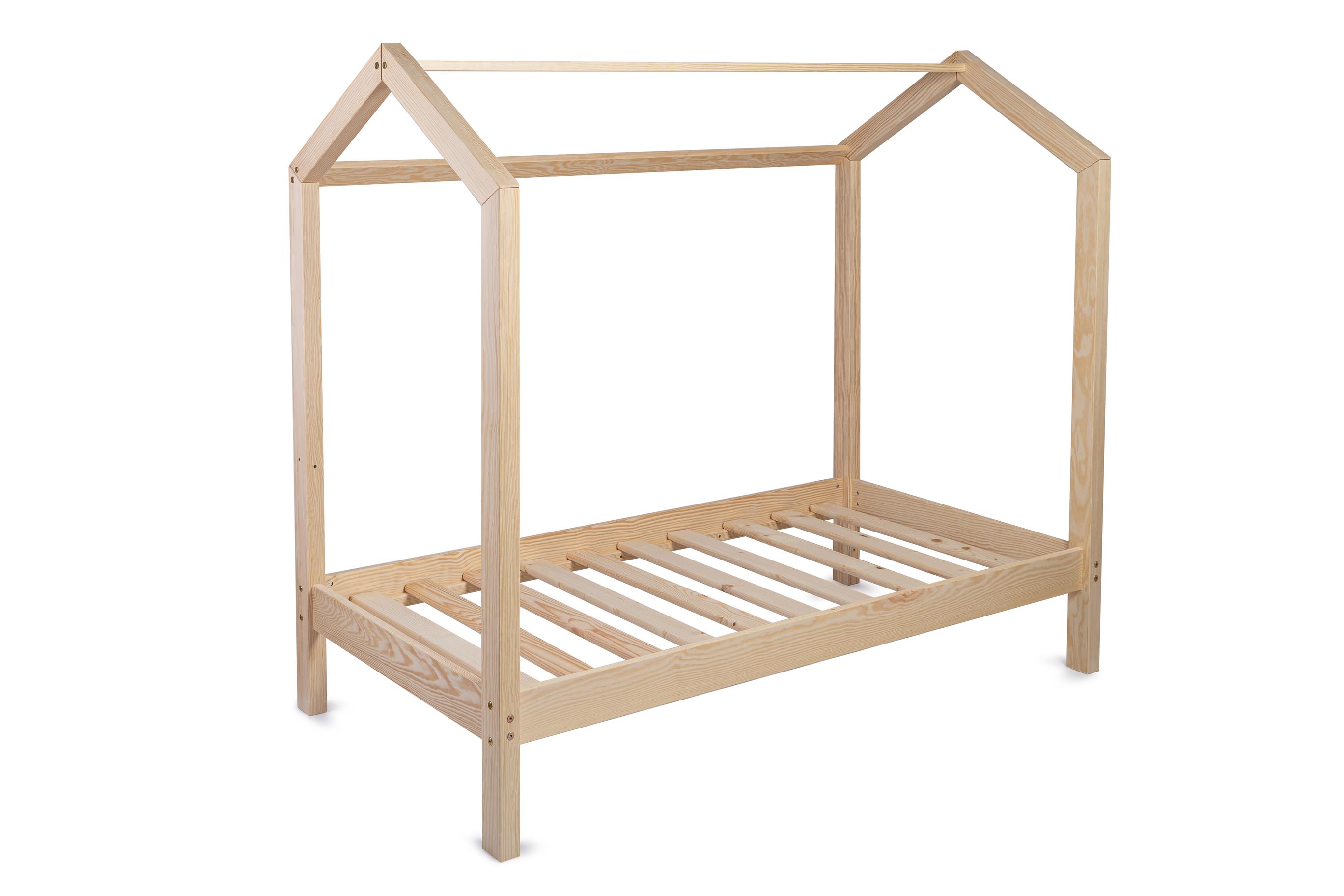 Lit cabane en bois pour enfant avec sommier - solide et robuste