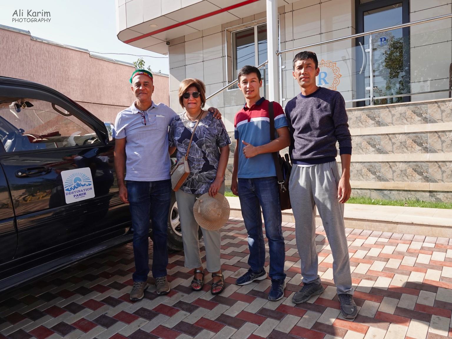 With Erali and Ahmadali (right) of Destination Pamir; at start of our drive through Pamir mountains in Kyrgyzstan and Tajikistan Silk Road 16: More Osh, Kyrgyzstan With Erali and Ahmadali (right) of Destination Pamir; at start of our drive through Pamir mountains in Kyrgyzstan and Tajikistan