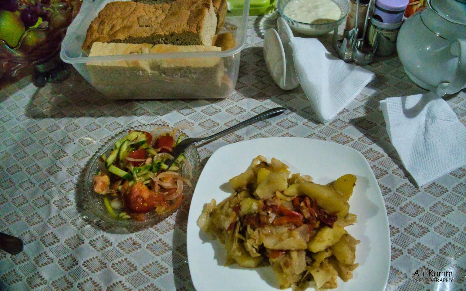 Our dinner at Misha’s Homestay Langar, Bulunkul Tajikistan, Our dinner at Misha’s Homestay