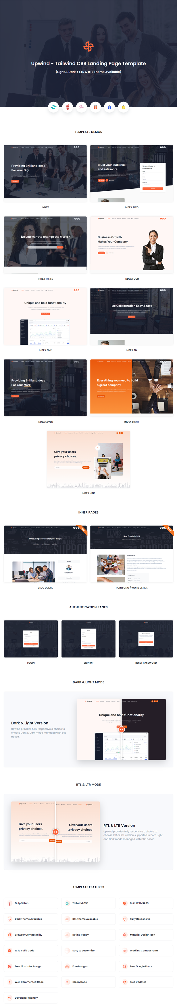 Upwind - Tailwind CSS Landing Page Template - 3