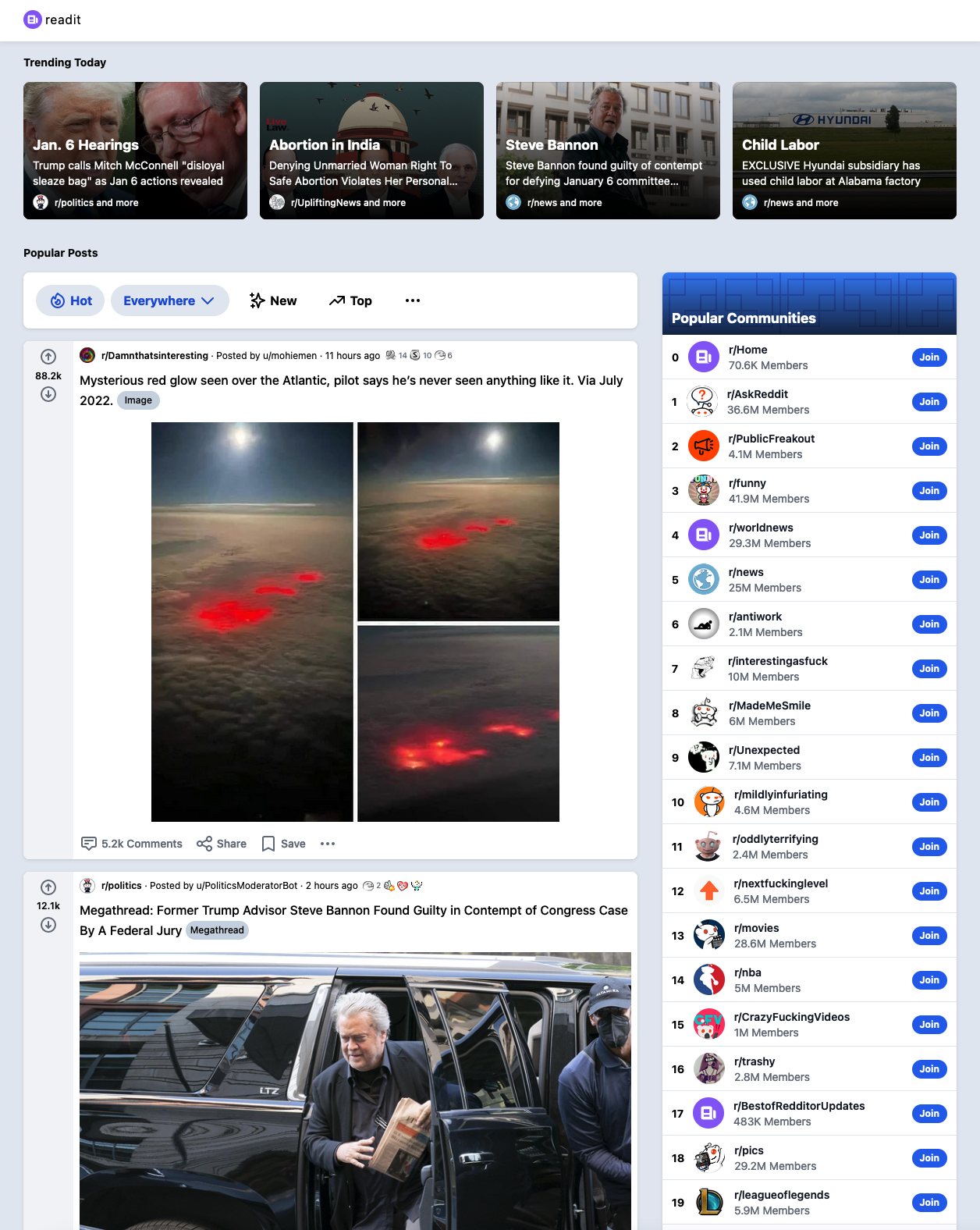 Preview of Reddit Clone Application