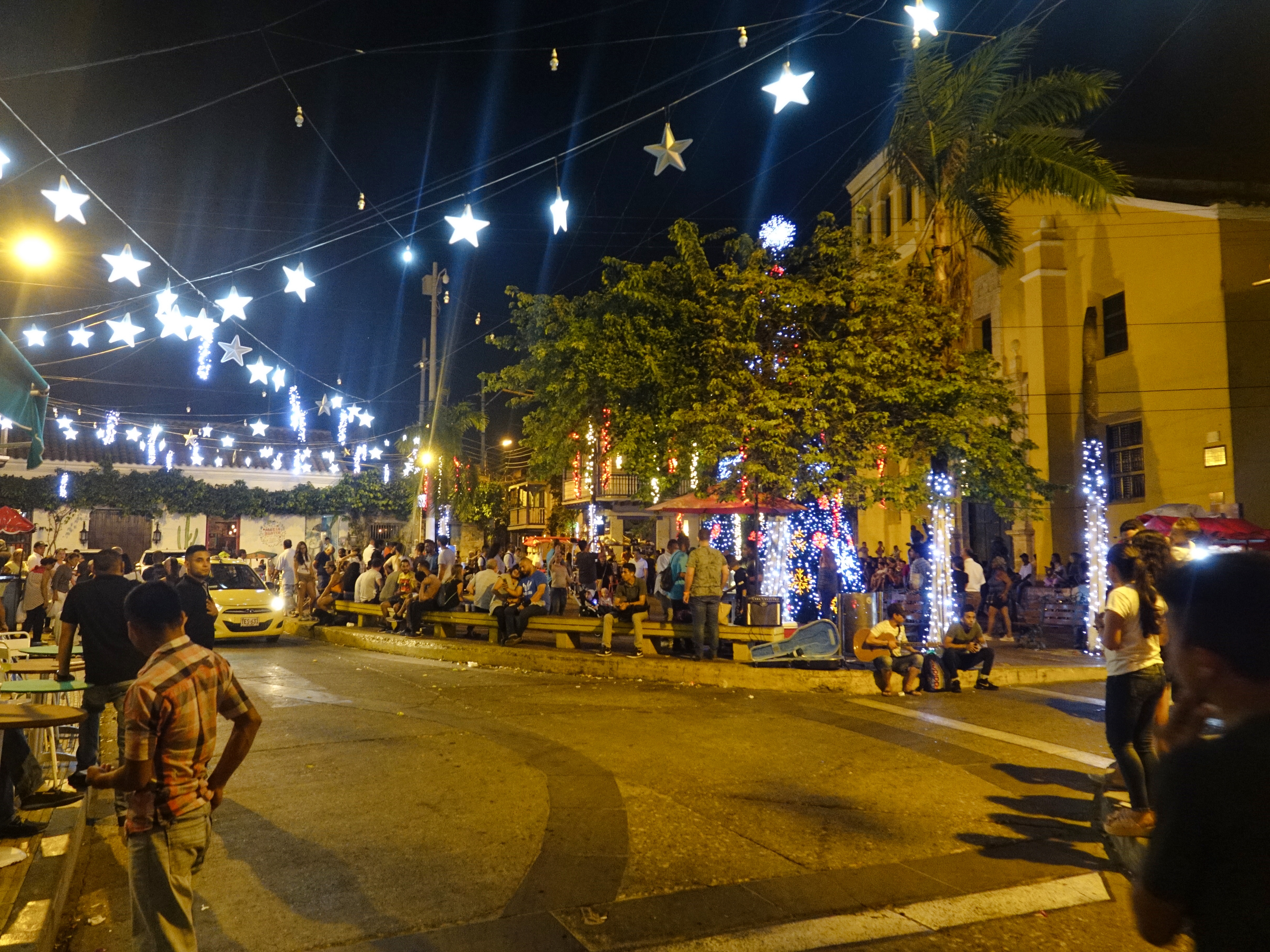 Plaza Trinidad at night in Getsemani Plaza Trinidad at night in Getsemani