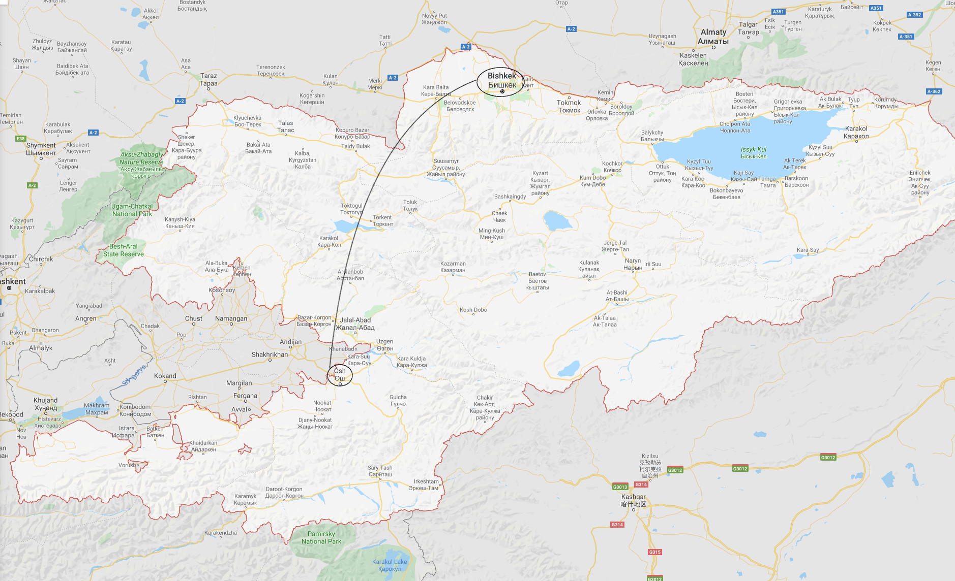 Map of trip so far Silk Road 15: Osh, Kyrgyzstan Map of trip so far
