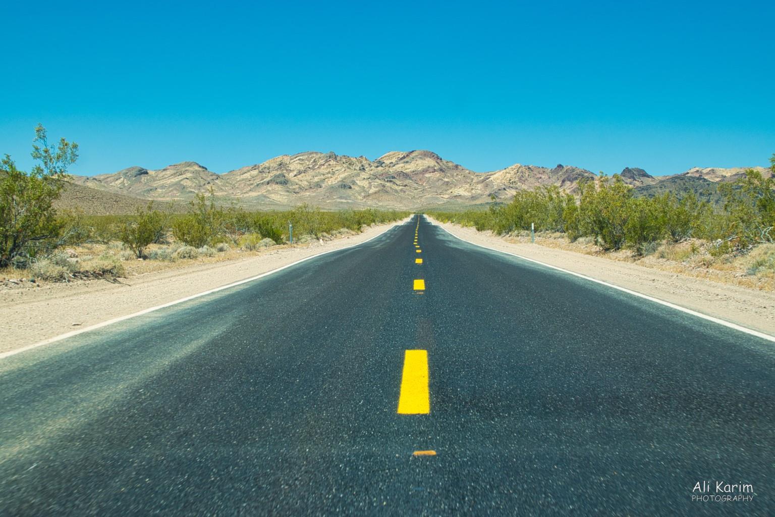 The National Park road to Badwater Basin here was in very good shape; like most roads inside the National Park Death Valley National Park, June 2020, The National Park road to Badwater Basin here was in very good shape; like most roads inside the National Park