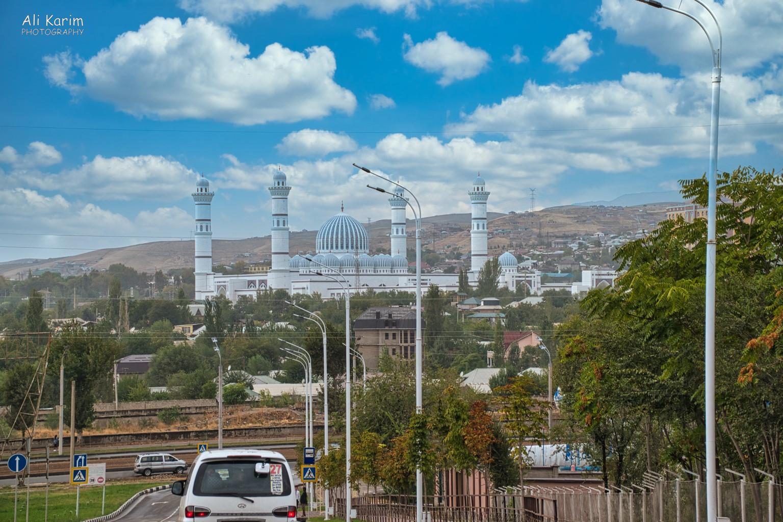 City scape with the new Omani mosque we had seen the previous night, in full glory More Dushanbe, Tajikistan City scape with the new Omani mosque we had seen the previous night, in full glory